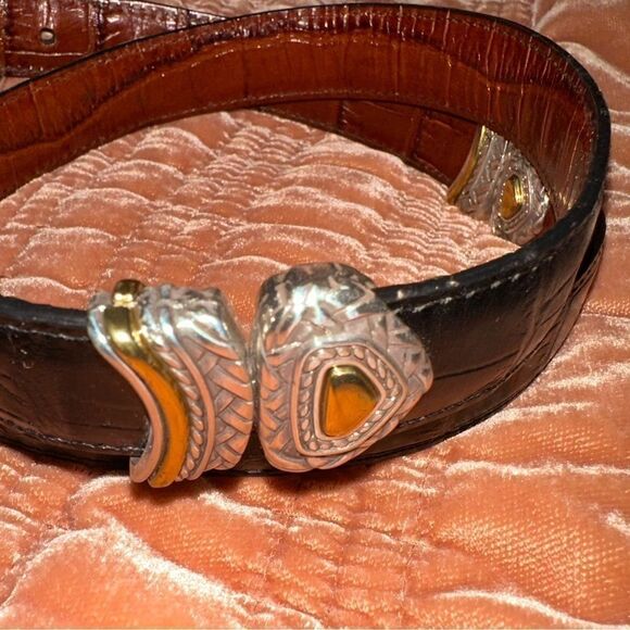 Brighton Vintage Black and Brown Leather Reversible Belt Size L/34 - Picture 2 of 10